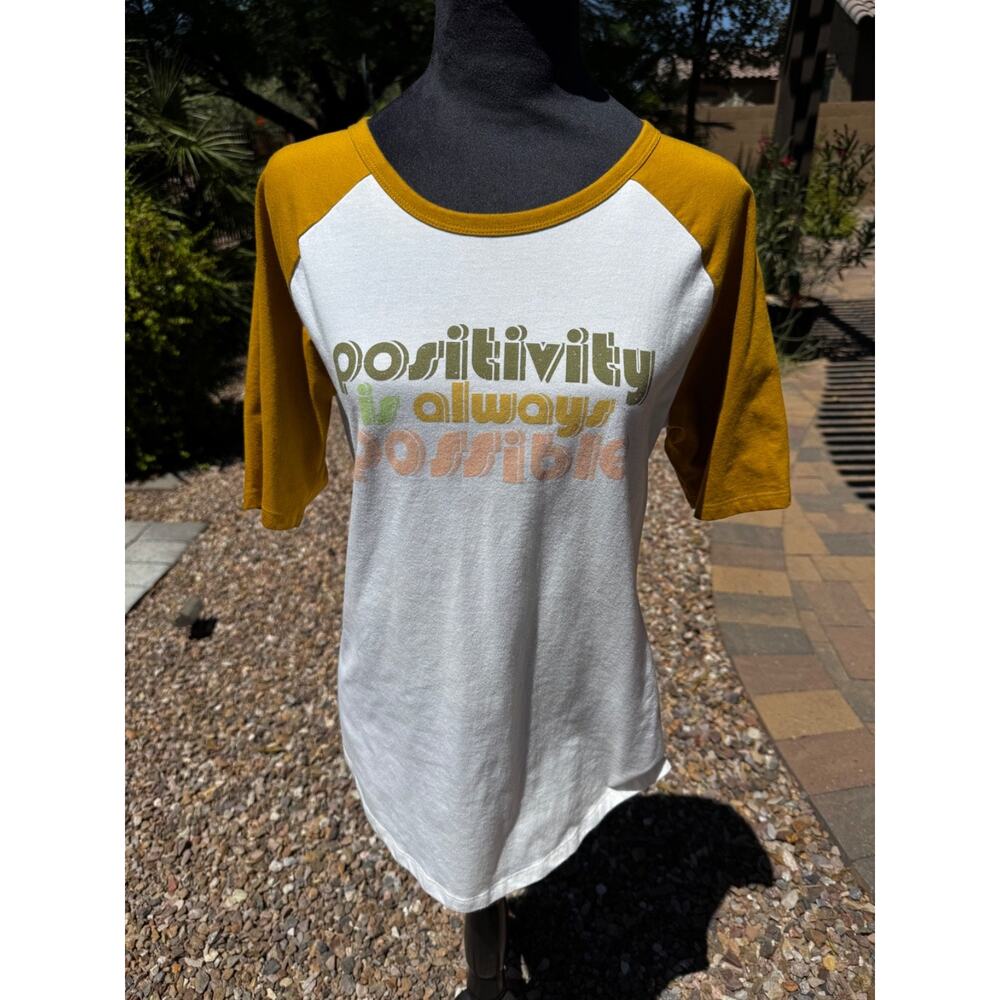 Positivity is Always Possible Women's T-Shirt L (Slim Fit) Baseball-Style Tee